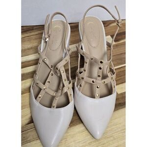Comfort Est. 1946 Women's Cream Chunky Strappy Nude Heels Size 9M‎